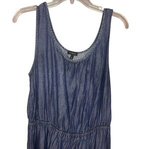 Chambray Tencel Maxi Dress Talbots Blue Sleeveless Size 10